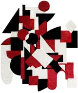 The design by Assume Vivid Astro Focus, the art collective founded by Brazilian artist Eli Sudbrack, features layered shapes of different depths in a graphic palette of black, white, and red.  Search “alexander calder focus” from Would You Buy These Bold Art Rugs for Your Living Room?