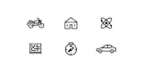 Icons for different sections in Popular Mechanics magazine.
