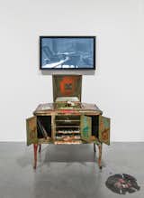 Victrola (2005), Nam June Paik

A graffitied victrola stand paired with a video projection plays with the dichotomy between old and new.