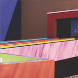 Painted walls and ramps at the "Magic of a People" pavilion at the Hemisfair 1968, San Antonio, Texas.