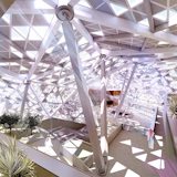 "The King Abdullah Financial District Conference Center is designed as an extension of the angular desert landscape of Riyadh. Now under construction, the building’s organic profile and faceted skin integrates the structure into its adjacent terrain. A distinctive steel mega-roof, consisting of 165 triangles and 98 nodes, covers program spaces, minimizes solar gain, and harbors indigenous plant life."  Search “conference” from Instagram Account We Love: Skidmore, Owings & Merrill