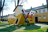 The neighborhood of Brumleby is one of Copenhagen’s architectonic culture gems. The playground, designed by Monstrum, reflects the nature of the neighbourhood, while turning everything topsy-turvy.  Photo 2 of 8 in Imaginative Playgrounds by Monstrum