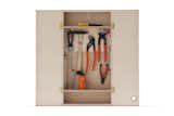 AnonymDesign is the studio of Lene Munthe and Karen Wibroe, both architects and industrial designers. The toolbox is a wall-mounted storage piece that keeps necessary items in plain sight in a simple ash and oak wood cabinet.