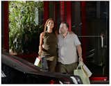 Eva Mendes and Michael strolling and shopping together on-set.