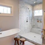@ryanbegleyphotography: Spa-like bathroom with huge walk-in shower.  Search “walk way” from Photo of the Week: Giant Walk-In Shower