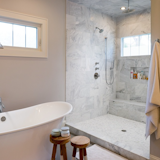 @ryanbegleyphotography: Spa-like bathroom with huge walk-in shower.