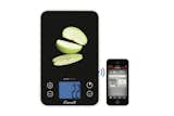 When you place your food on the scale, it interacts via Bluetooth with the app to let you select the item. It will then organize the data into your journal entry.