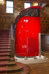 A section of Heatherwick's new bus design, barely clearing in size for an installation within the main staircase of the Cooper Hewitt, emphasizes its impressive scale.