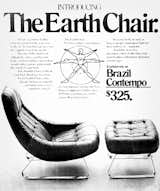 A late 1970s ad for the MP-163 armchair and footrest (1976): Dubbed the “Earth Chair” by retailer Brazil Contempo, it was Lafer’s first design to feature an inner structural steel frame.  Photo 4 of 7 in This Brazilian Modernist You Should Know About Designed Countless Classic Chairs