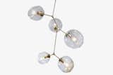 Branching Bubble Chandelier available in oil-rubbed bronze, brushed brass, vintage brass and satin nickel with 7" and 9" clear globes, two with 24k gold foil.