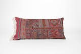 One of a kind pillow made of reclaimed wool kilims, fabric and trims with removable cover and hidden zipper.