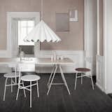 Reminiscent of a twirling skirt, the Dancing Pendant Light by Iskos-Berlin for Menu is a playful twist on sartorial details. Its oversized proportions make for an intimate setting or focal point in the dining room. The pleated, pyramidal shade is also made of polyester felt, which also absorbs sound.  Search “gm 15 pendant light light grey” from At the Table: 7 Modern Designs For Entertaining