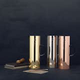 Designed by Eric Magnussen for Stelton, the Vaccum Jug contains a interior glass vessel to efficiently insulate beverages for hours on end. It's remained in production since its launch in 1977, it has continued to be released in new colorways, including these metallic finishes in gold, silver, and copper.