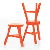 Some poisonous insects and traffic cones employ fluorescent orange to great effect as a not-so-subtle warning to keep clear. For the Offcut stool, however, the eye-popping color is an open invitation to have a seat.