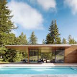 Architects and twin sisters Leslie and Julie Dowling designed this single-story, flat-roofed home so that the slim profile of the roof would cantilever over an outdoor patio, providing shape.