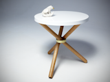 The TRI-Pod Table from Castor represents an expert combination of materials. Featuring a circular, powder-coated top that rests on three oak legs that are held together by a hand-hammered brass ring, the table is both functional and artful. This occasional table can be used in a variety of interior spaces, from formal living rooms to home offices and casual dens.