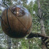 @treehousesapp: "A spherical treehouse, named Eryn @ Free Spirit Spheres. These spheres were designed to harmonize with nature and incorporate elements of biomimicry into their design. Notice the nut like shape, spider’s web-like suspension and double helix stairway."