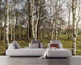 Nature, the latest large-scale wall covering in a collection by photographers Tom Haga and Lena Johnsen, whisks visitors to an idyllic Norwegian forest. The Flex modular sofa system, another new offering from Resource Furniture, can be easily re-arranged and transformed into a freestanding bed.