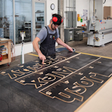 "The first run of height charts is hot off the CNC. We’re turning scrap material into something special for the kids of Hufft Projects."  Search “matthew hufft interview” from Instagram Account We Love: Kansas City Design-Build Firm Hufft Projects