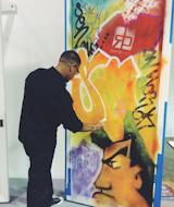 For the second day in a row, artists held live art demonstrations, giving Raydoor sliding doors a graphic treatment.