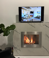 Hearth Cabinet's ventless fireplace brought warmth to DODNY during an unseasonably chilly autumn day.