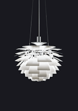 The Artichoke Pendant Light was designed in 1958 by Poul Henningsen for the Langelinie Pavillonen restaurant in Copenhagen, Denmark, where it still hangs. Considered an iconic design of modern lighting, the Artichoke pendant is a sculptural fixture that features 72 precisely positioned leaves in 12 rows. 

The pendant is 15% off until October 31, 2015.