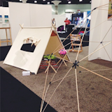 "DIY geodesic dome structure from Play Assembly + tent by Kalon Studios at Dwell on Design Modern Family pavilion (booth #2115). #dod2014"  Search “designed-for-play.html” from Dwell on Design 2014: Editors' Picks, Day One