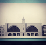 Prints of Herem's London landmark drawings, like King's Cross railroad station, are available on his website.