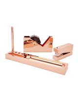 The Cube Collection from Tom Dixon Studio is a desk accessory series that is at once sophisticated and simple. Including a stapler, tape dispenser, tidy tray, and pen, the Cube Collection is stripped of superfluous details and instead focuses on the primary function of each piece.  Search “cube collection copper stapler” from Dwell Store Editor’s Picks: Shop the Special Issue