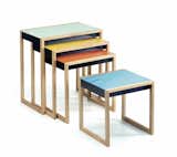 Josef Albers's nesting tables represent one of his earliest, most functional exercises in color theory. Designed in the late 1920s while Albers was at the Bauhaus, the oak-and-glass tables are still available today.  Photo 7 of 7 in Awesome Modular Furniture for Customizing Your Home by Luke Hopping