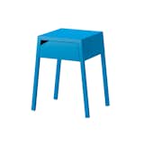 Selje nightstand by Ikea, $30

Cheap and cheerful, this bright blue side table has a notch cut into the drawer for out-of-sight phone charging.  Search “The-Nightstand-Reinvented.html” from Editors’ Essentials: 5 Perfect Nightstands