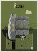 The Hearst Tower is recast as an "F" for its creator, Norman Foster.  Search “federico-churba.html” from Postcard Set Tells the Story of Modern Architecture from A to Z