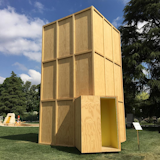 Architect Eduardo Souto de Moura and artist Jannis Kounellis have built a pavilion comprised of wooden crates used to transport art for La Triennale di Milano.  Search “flock mobile”