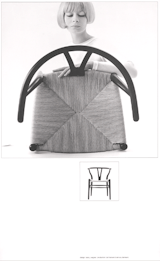 The Wishbone Chair (1949), also known as the Y Chair, marries a hand-woven seat and steam-bent frame. The chair, an undisputed modern icon, has been in continuous production since its introduction by Carl Hansen in 1950. Inspired by portraits of Danish merchants sitting in Ming chairs, this was the culmination of a series of chairs created in the ‘40s.