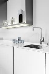 The compact P'7350 kitchen, a collaboration between Poggenpohl and Porsche Design Studio, wowed with its integrated lighting and attention to detail, such as mitered drawer edges.