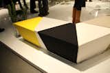 The Area Table and Footstool, by Anya Sebton, was a big hit for Lammhults in 2010. It consists of five modular units, each with magnets embedded within to make it easy to regroup. And look! The end piece happens to be....yellow!