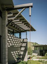 Butterfly House, designed by Feldman Architecture for David and Suzanne Rinaldo in California’s Monterey County, is made up of three discrete structures separated by walkways. The distinct folds in the roofs are utilized for rainwater catchment.  Photo 1 of 1 in Detail from Retirement Never Looked Better and More Sustainable