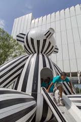 Hayon typically works on a smaller scale, with furniture and product designs for brands such as Magis and Fritz Hansen. The playful shapes on view are reminiscent of the porcelain characters he has designed for Lladró.