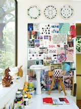 Office and Craft Room Room Type Inspiration crowds Alexander’s studio desk.  Photo 10 of 10 in Perfect Workplace by Dwell on Design from You Don't Have to Just Be at Your Desk When Working from Home