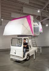 The AERO-Mobile is a movable flexible exhibition and retail space made of recycled parts discarded by the aerospace industry. This impermanent architecture envisions buildings as a series of ULD’s (Unit Load Device) up-cycled as exhibition space platforms, mounted on electric trucks, allowing for spontaneous pop-up experiences to be deployed throughout cities.  Photo 8 of 15 in Eco-Friendly Prefabs and the Modern Mobile Home: Spotlight on Jennifer Siegal
