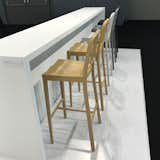 Emeco also introduced their soon-to-launch counter-height version of their famous Navy 111 Chair, which is made from recycled plastic bottles.