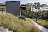 A tight pattern of slate cladding complements a wild carpet of native grasses outside an East Hampton residence by Paul Masi of Bates Masi + Architects. The home, sited to capture the breeze, was constructed for a family of wind-sports enthusiasts.