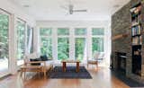 Living Room, Sofa, Chair, Medium Hardwood Floor, Rug Floor, Standard Layout Fireplace, Recessed Lighting, Coffee Tables, End Tables, and Shelves  Photo 19 of 20 in 7 Best Houses You Can Rent in the Catskills This Holiday Season