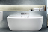 Eldon Tub by Victoria + Albert, from $6,160
Just 5.7 feet long, the Eldon back-to-wall tub was born from a collaboration between Victoria + Albert and British studio Conran + Partners. The unique, long-lasting Quarrycast material is a combination of volcanic limestone and resin that provides noticeable insulation.