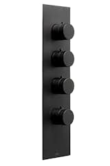 Trim set in custom Montreal Black finish by Aquabrass&nbsp; $869&nbsp; Aquabrass recently introduced Montreal Black, a smooth finish that is plated rather than painted for durability. It’s seen here on the Demi-Totem 1/2-inch thermostatic shower valve trim set.&nbsp;