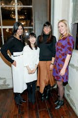 Cuyana cofounder and CXO Shilpa Shah, lifestyle expert Marie Kondo, Cuyana cofounder and CEO Karla Gallardo, and Dwell founder and CEO Lara Deam pose for a photo after dinner.