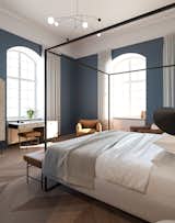 Bedroom, Light Hardwood Floor, Chair, Bench, Bed, and Pendant Lighting  Photo 3 of 8 in Nobis Hotel Copenhagen by Dwell