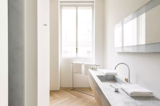Bath Room, Drop In Sink, Light Hardwood Floor, and Marble Counter  Photo 6 of 8 in Quai d'Orléans by Dwell