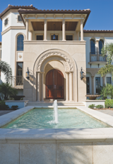 To execute the Mediterranean Luxe look in your home, select a heavy, ornate door, and maybe consider a grand archway over your entry.&nbsp;