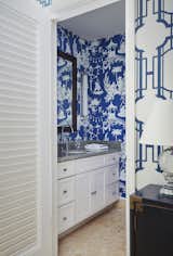 Bath Room and Undermount Sink The couple note that they’ve collected items that remind them of the ocean, such as shells, images of fish, and blue tones throughout.  Photo 7 of 10 in Esteemed Landscape Designer Fernando Wong’s Ocean-Adjacent Retreat in Palm Beach